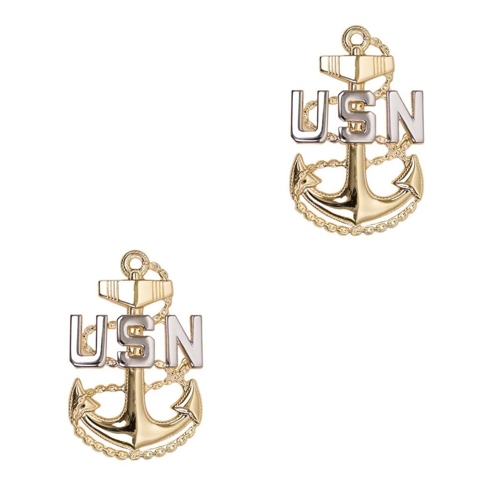 Vanguard NWT US Navy Collar Devie: E7 Chief Petty Officer- Clutch Back Pin